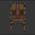 Two Stylish Leisure Chairs With Yellow Red Accent And Lattice Back Design Decorative Yellow Legs