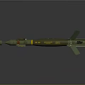 Green Military Missile With Rear Fins And Front Flame Propulsion System