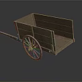 Traditional Wooden Hand Cart With Large Wheel And Square Frame Structure