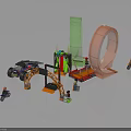 Toy Racing Track Equipment Set With Race Car Motorcycle Models Colorful Tracks And Small Figures