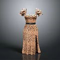 Stylish Leopard Print Dress With Puffed Sleeves Fitted Waist Belt And Side Slit Hem