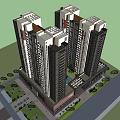Modern High Rise Residential Building Exterior With Trees And Road View