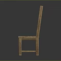 Rustic Wooden Chair With Cross Back Design And Solid Wood Structure 3d model