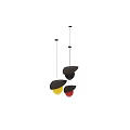 Stylish Yellow Red and Black Pleated Lantern Shaped Pendant Lights with Flat Top Design