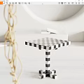 Modern Black And White Checkered Side Table With Geometric Pattern In Minimalist Living Space 3d model