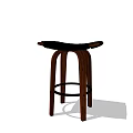 Modern Wooden Stool With Black Seat Curved Legs And Footrest