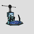 VR Interactive Experience Platform Featuring Screen Controllers And Circular Base