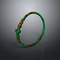 Green Circular Sculptured Bracelet With Intricate Carved Patterns Design 3d model