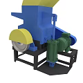 Industrial Crushing Machine With Yellow Hopper Blue Body Green Motor And Black Base