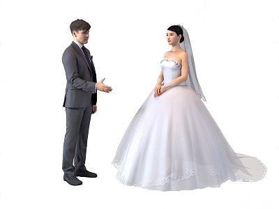 Modern Double Wedding New Person New Bride Figure Combination Female Wedding Figure Bride Groom Combination 3d model