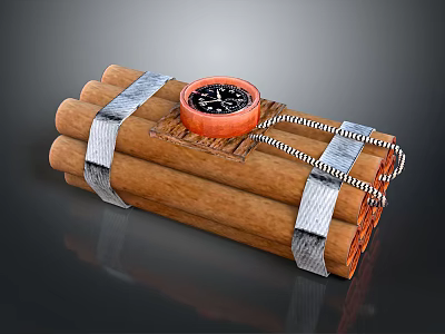 Brown Outdoor Clothing With Silver Straps And Orange Compass Decoration 3d model