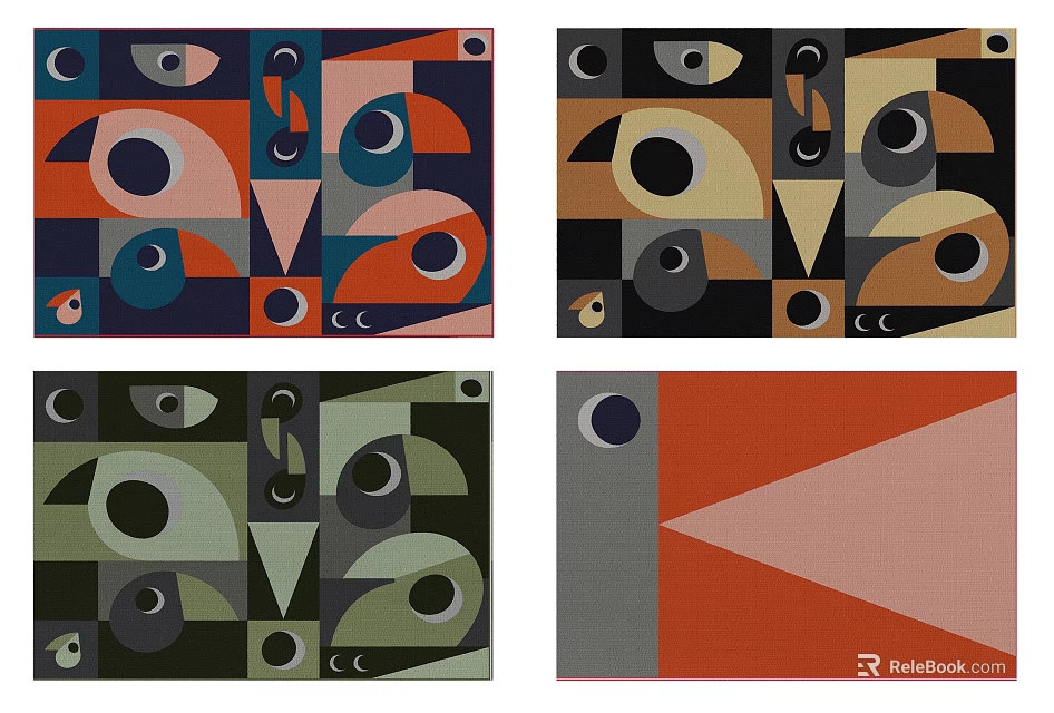 Modern Square Rugs with Stylish Geometric Patterns and Vibrant Colors 3d model