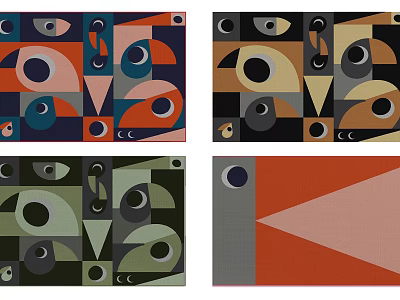 Modern Square Rugs with Stylish Geometric Patterns and Vibrant Colors 3d model