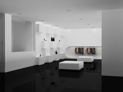 Modern Clothing Store Black and White Clothing Store 3d model