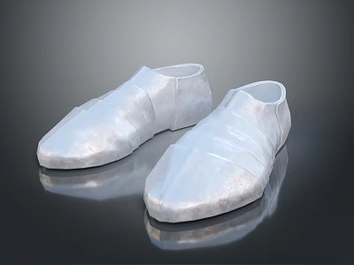 White Flat Shoes With Strap Details Simple Design For Casual Wear 3d model
