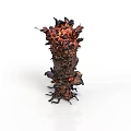 Monstrous Creature With Fiery Lava Texture Spiked Tentacles And Dark Red Form