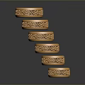 Elegant Golden Rings With Intricate Carved Patterns For Fashion Accessories Design