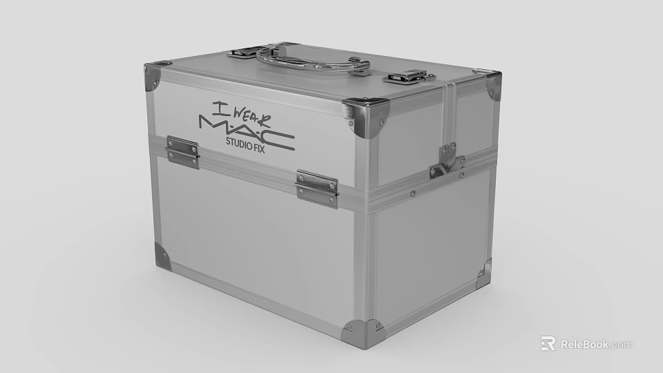 I Mean MAC Cosmetics Silver Aluminum Makeup Case With Metal Clasps And Handle 3d model 