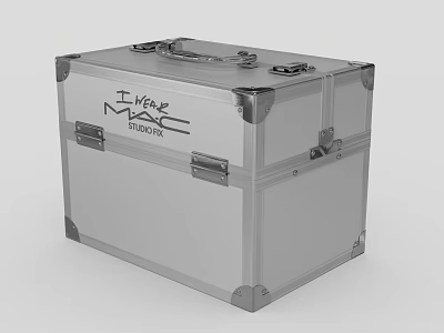 I Mean MAC Cosmetics Silver Aluminum Makeup Case With Metal Clasps And Handle 3d model