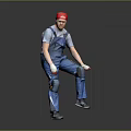 Worker European worker mechanic builder repairman miner digger figure 3d model