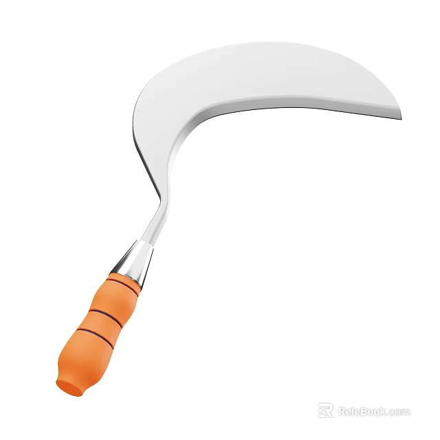 Practical Agricultural Sickle with Curved Blade and Orange Non slip Handle for Efficient Farming Work 3d model 