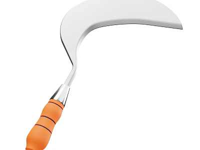 Practical Agricultural Sickle with Curved Blade and Orange Non slip Handle for Efficient Farming Work 3d model