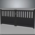 Gray Double Door Furniture Featuring Vertical Slat Design and Central Locking Mechanism