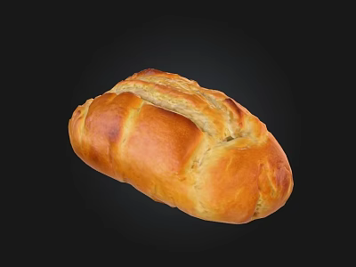 Freshly Baked Golden Brown Artisan Bread With Shiny Crust And Soft Interior 3d model