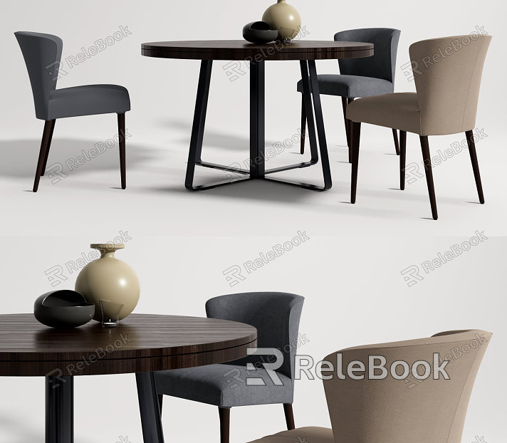 Modern Dining Table and Chair Combination Round Dining Table and Chair Combination model