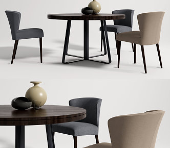 Modern Dining Table and Chair Combination Round Dining Table and Chair Combination 3d model