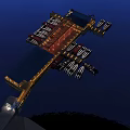 Scenic Night View of Offshore Platform with Blue Sea and Illuminated Lights