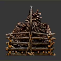 Handwoven Twig Basket With Square Shape Holding Edible Pinecones As Natural Food