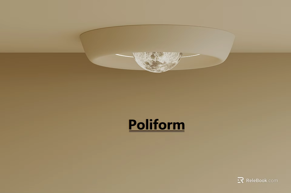 Poliform Modern Ceiling Light With Crystal Element Mounted On Beige Wall 3d model
