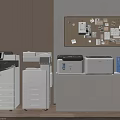Office Space With Multifunction Printers Storage Cabinets And Bulletin Board 3d model