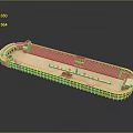 Detailed Oval Arena Architectural Model Featuring Seating Steps And Entrances 3d model