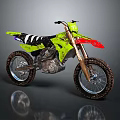 Bright Green Motocross Motorcycle with Black White Graphics and Red Front Accents