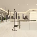 Modern Spacious Clothing Store Interior With Clothing Racks Display Shelves And Fashion Poster