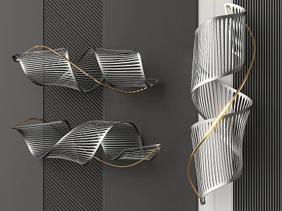 Modern Luxury Metal Spiral Wall Decor With Sleek Design And Gold Accents 3d model