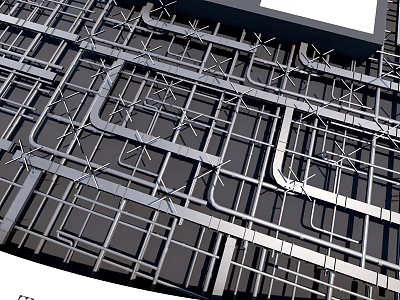 Suspended Ceiling Installation With Metal Grid Framework And Structural Design 3d model