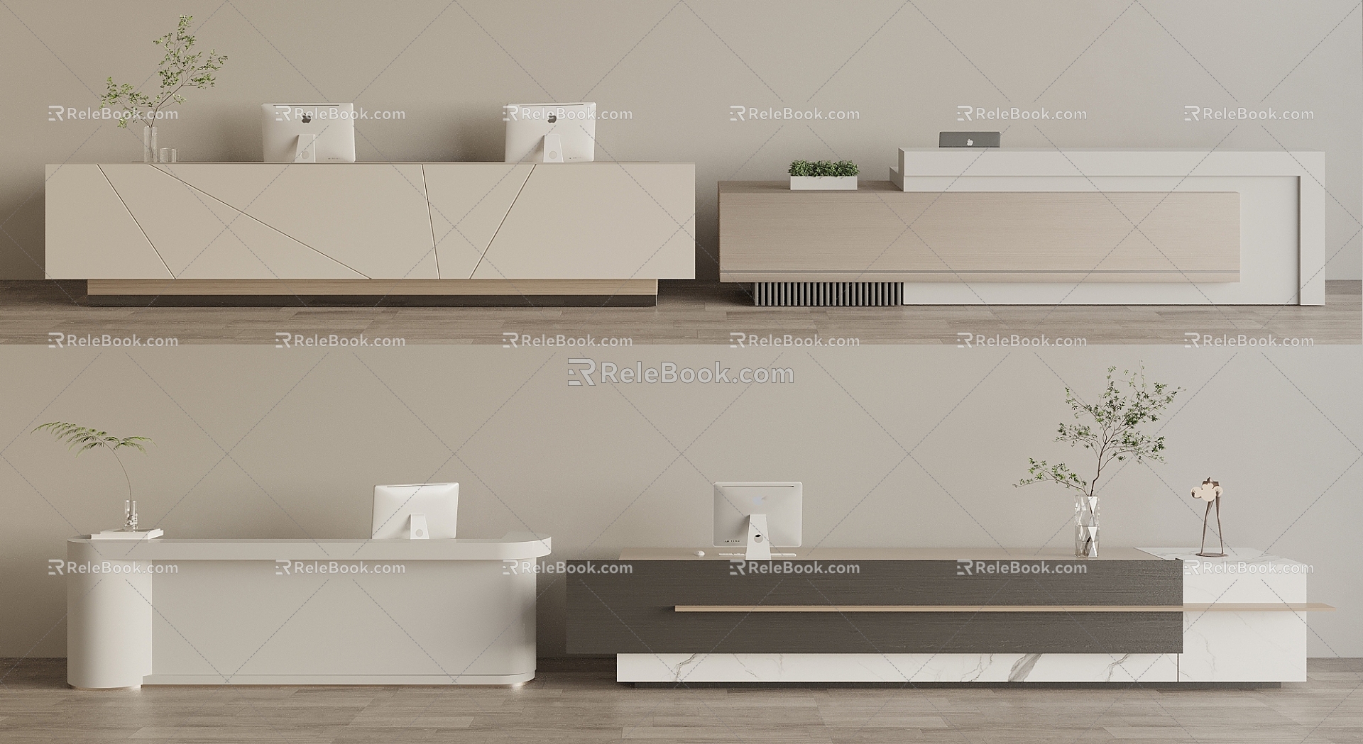 Modern Front Desk Service Desk 3d model