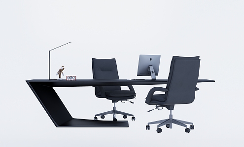 Office Desk and Chair Computer Chair Card Seat Computer Decoration Art Table 3d model