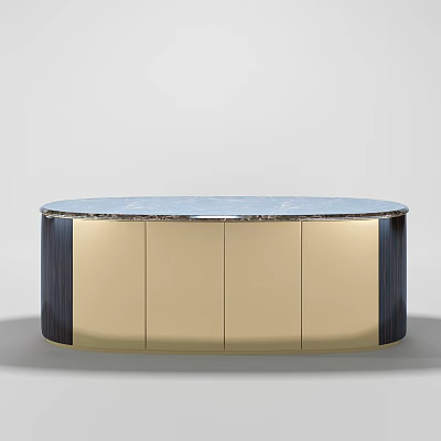 Elegant Modern Sideboard With Gold Black Finish And Marble Top Design 3d model