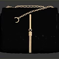 Classic Black Quilted Shoulder Bag With Gold Chain Strap And Decorative Buckle