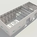 Steel Frame Interior Structure With Open Space And Support Beams Design 3d model
