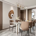 Elegant Modern Living Dining Room Interior Design With Sofa Dining Table Artwork And Pendant Lights 3d model