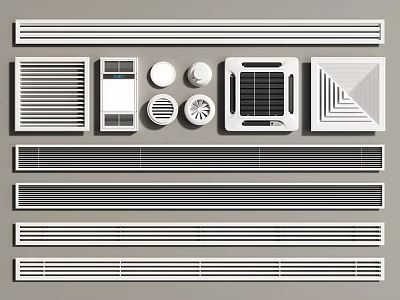 Different Types of Air Conditioner Vents with Various Designs and Styles for Home and Office Installation 3d model