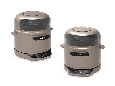 Two Beige Kitchen Appliances With Transparent Lids And Control Buttons Design 3d model