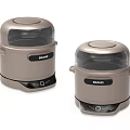 Two Beige Kitchen Appliances With Transparent Lids And Control Buttons Design