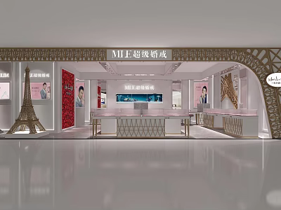 MI Royalty Inspired Jewelry Store Displaying Luxury Diamond Pieces On Elegant Counters With Mannequins 3d model