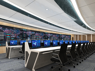 modern monitoring room command center hall model